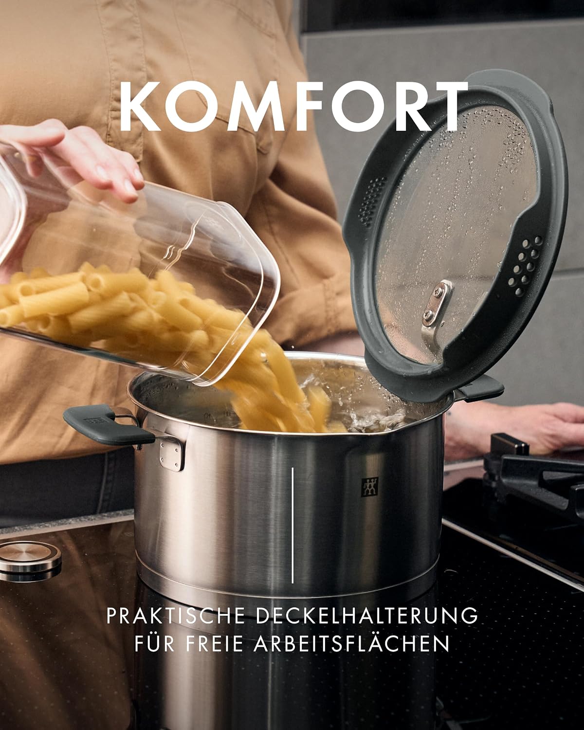 ZWILLING Simplify Kochtopf-Set 5-teilig, Integriertes Sieb, Induktion, Grau