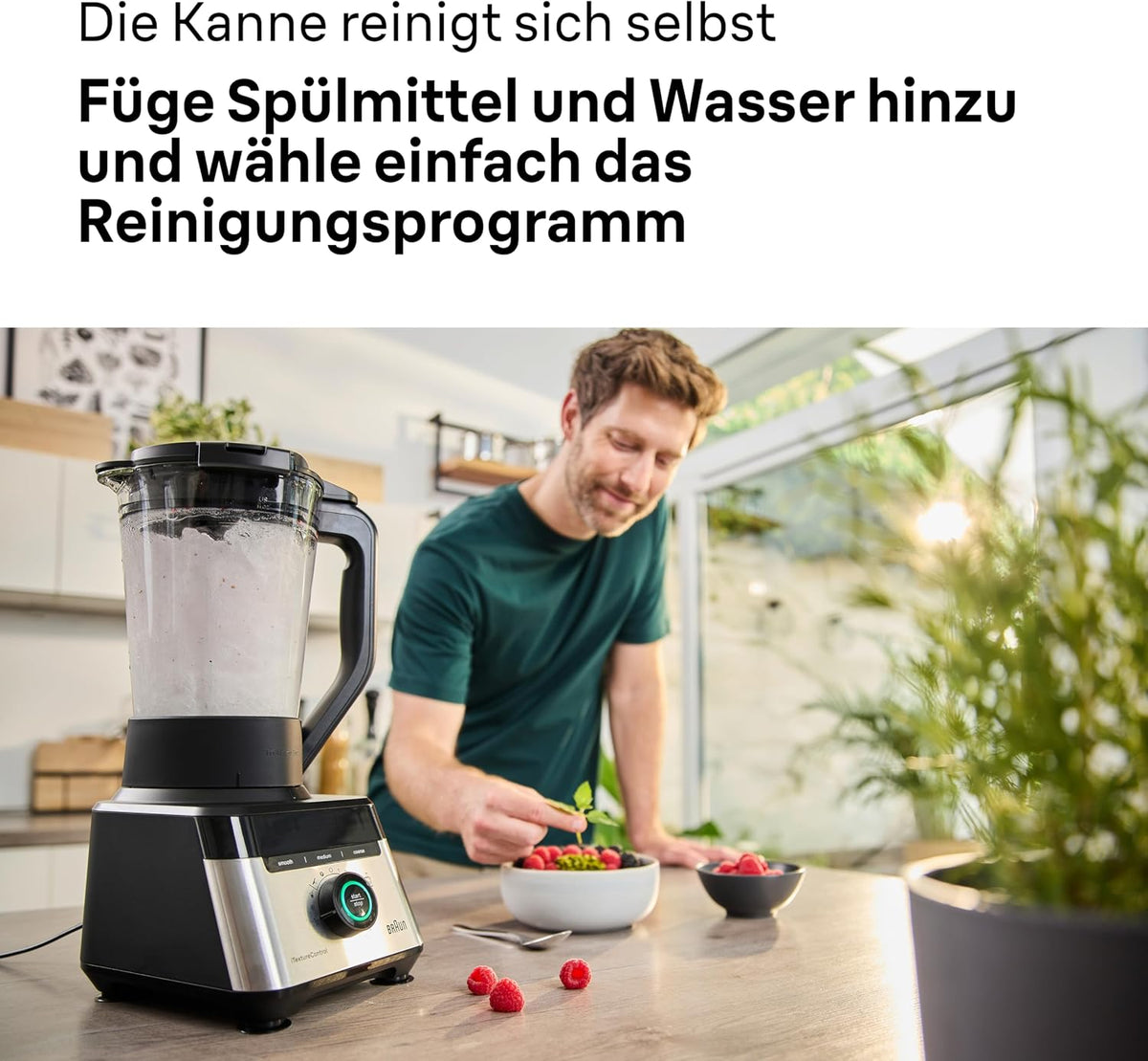 Braun PowerBlend 7 – Hochleistungs-Standmixer mit 30.000 U/min für cremige Smoothies, Shakes & Saucen, TriAction-Mixkrug, iTextureControl, Smoothie2Go 600 ml To-Go Becher, 1400W, Schwarz (JB7568BK)