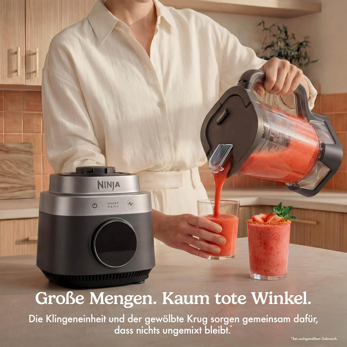 Ninja CrushBOSS intelligenter Standmixer, 1200 W, SmartMenu, SmoothSense, XL Becher (2,1 l), zerkleinert Eis und gefrorene Zutaten, für cremige Smoothies, Onyx, LB201EUBK