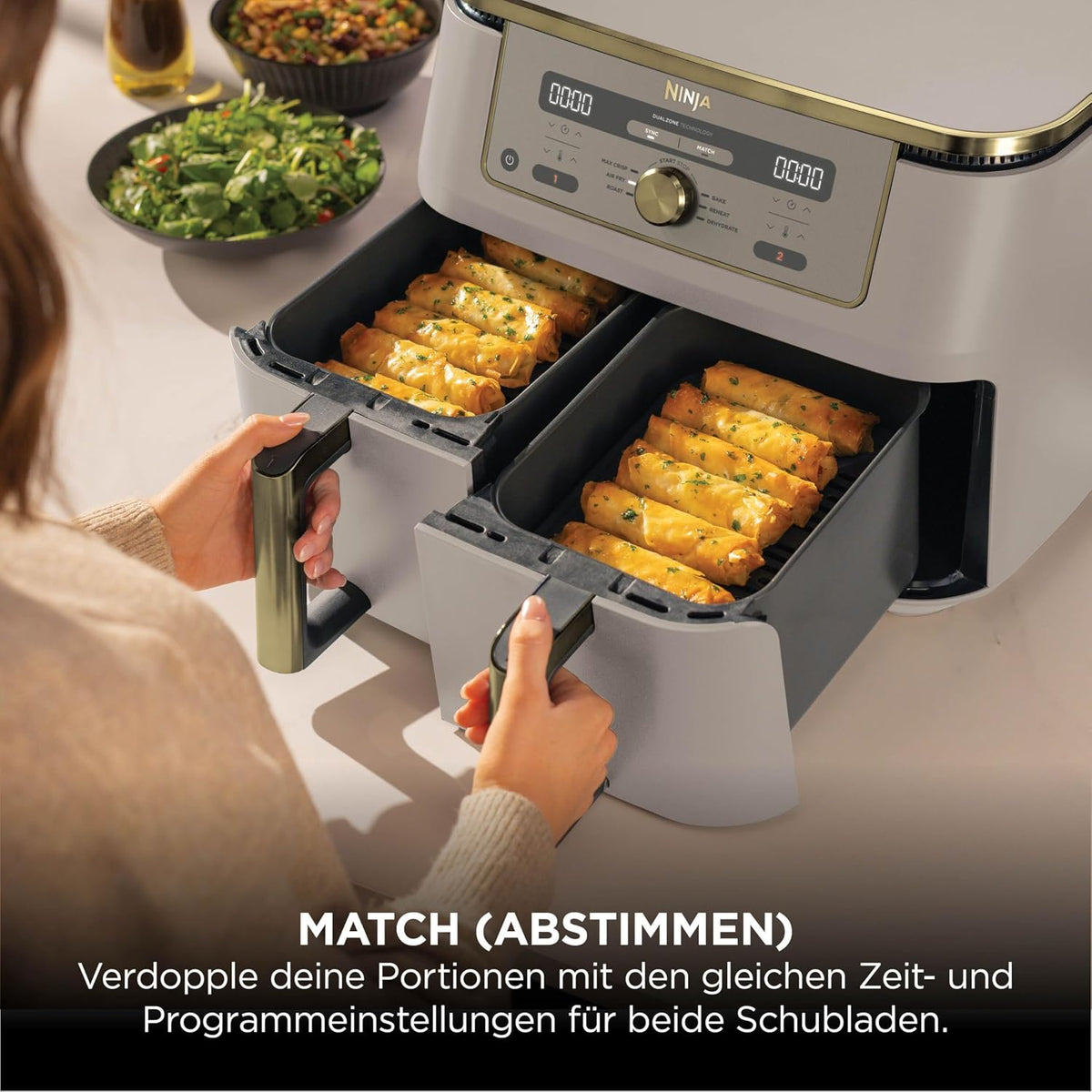 Ninja Dual Zone Digital Air Fryer, 2 Schubladen, 6-in-1, Heißluftfritteuse