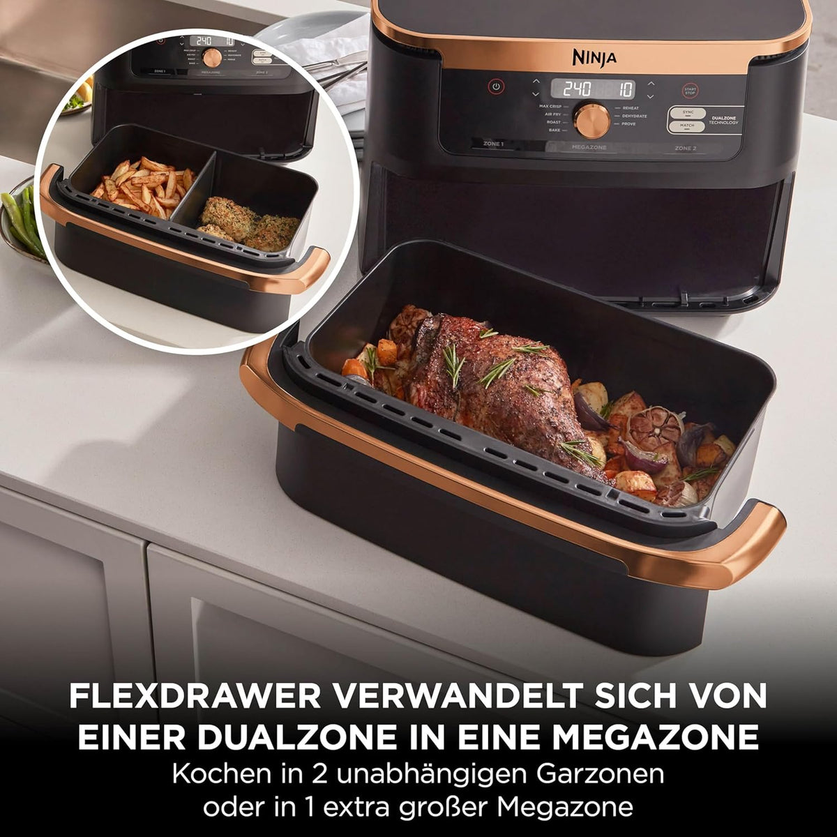 Ninja Foodi FlexDrawer Dual Zone Heißluftfritteuse AF500EUCP