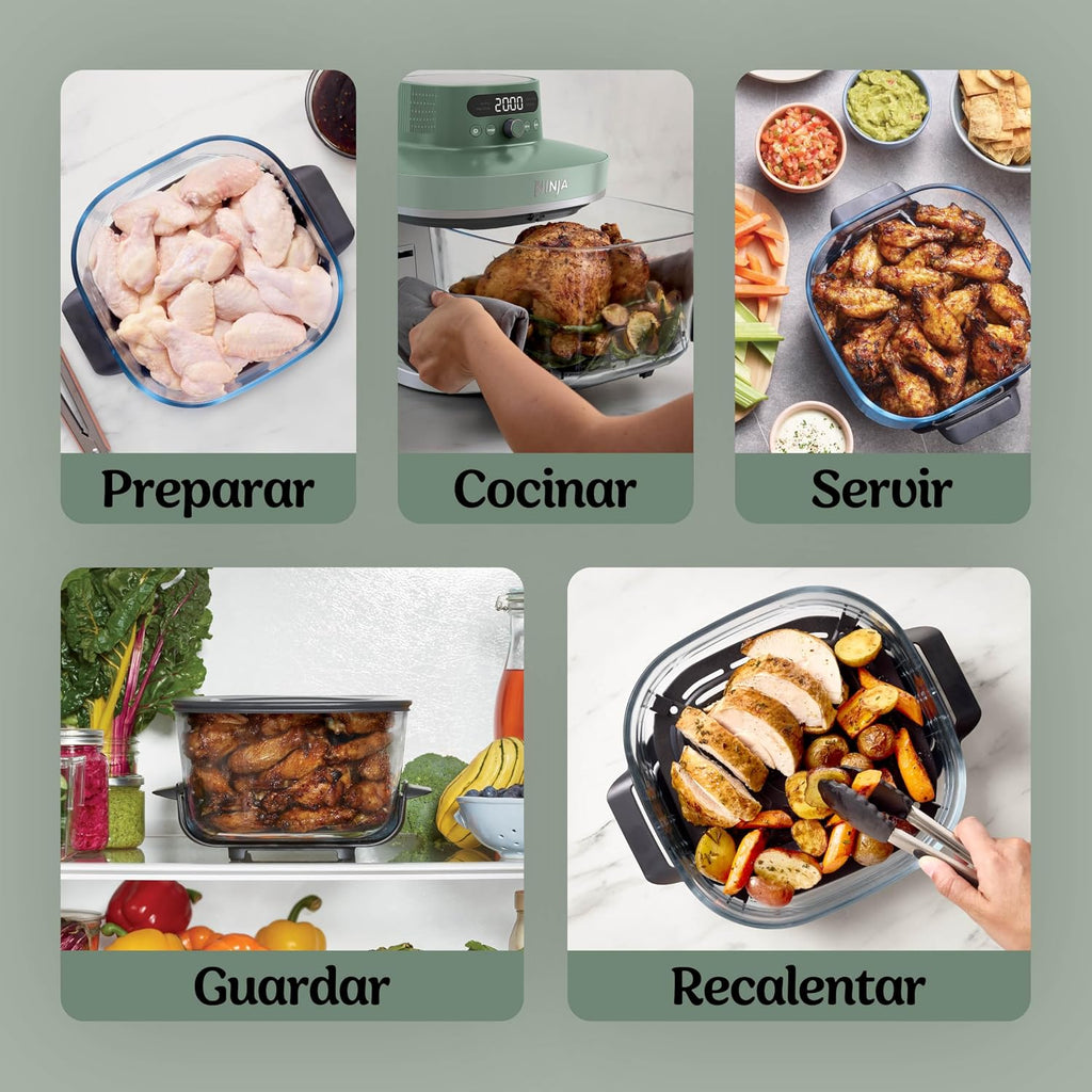 Ninja CRISPi PRO XL Glas-Heißluftfritteuse Air-Fryer, Moosgrün, AS090EUGN