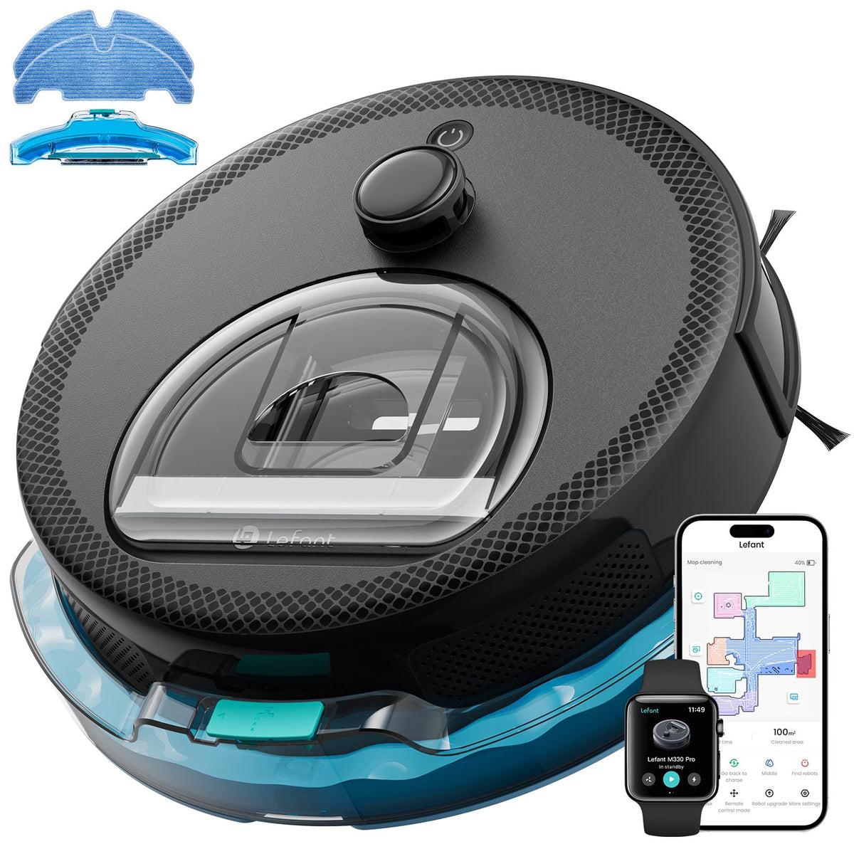 Lefant Saugroboter, Superschlank Staubsauger Roboter, 2200 Pa Saugkraft, 120 Min Laufzeit, WLAN optimiert für Teppiche, Tierhaare, Hartböden, Roboterstaubsauger mit Ladestation, M210P Champagnergrau
