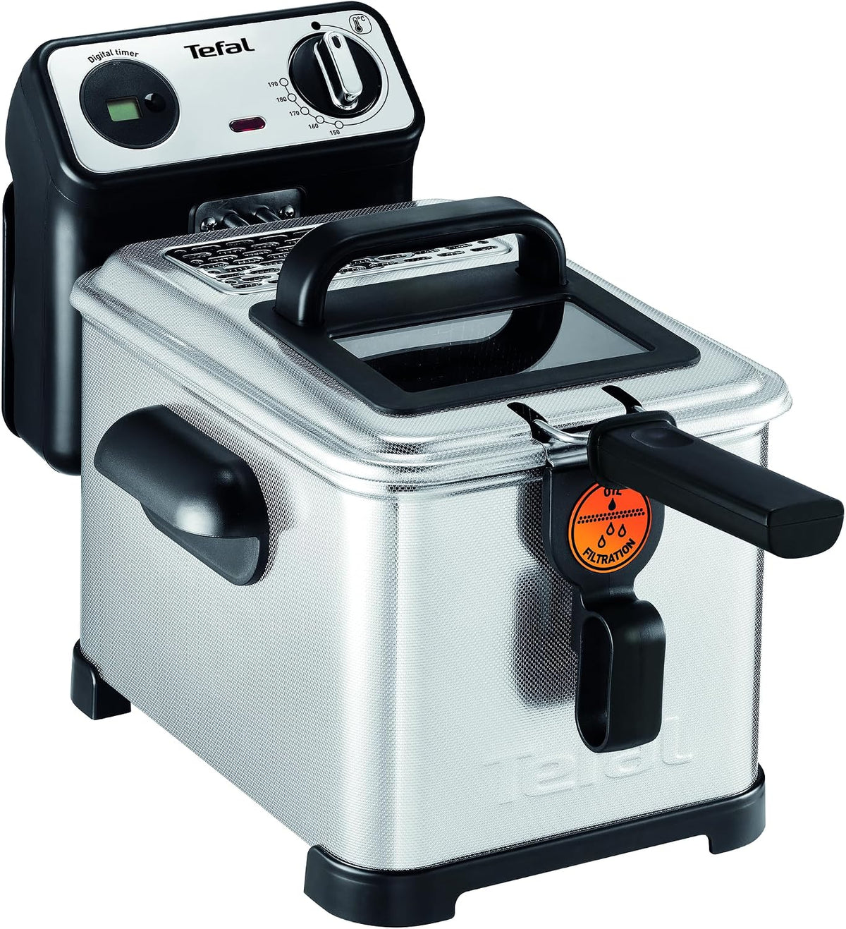 Tefal FR5111 Filtra Pro Inox & Design Fritteuse | 2400 Watt | Fassungsvermögen: 3 Liter Öl | exklusive System Filterung | Temperaturwahl: 150°C - 190°C | Timer | Edelstahl