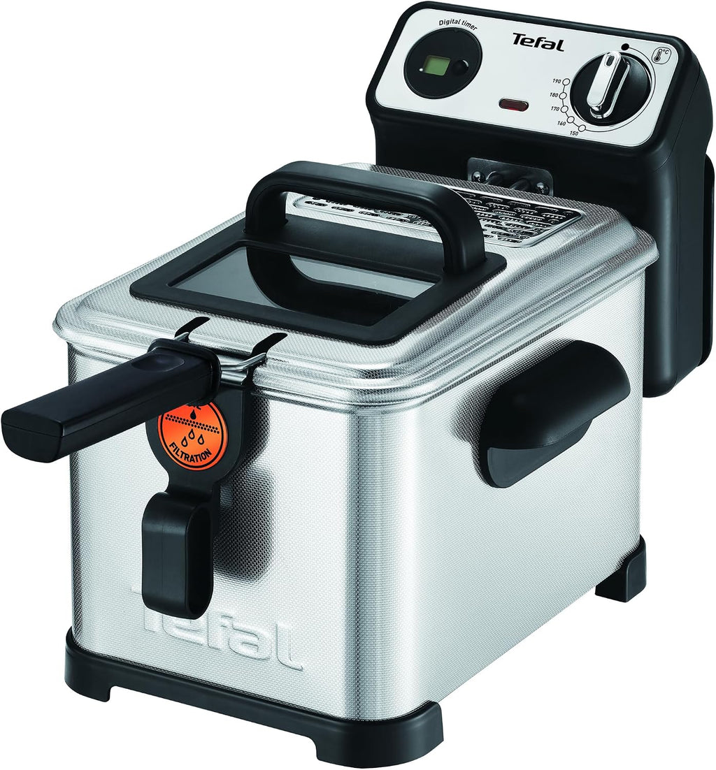 Tefal FR5111 Filtra Pro Inox & Design Fritteuse | 2400 Watt | Fassungsvermögen: 3 Liter Öl | exklusive System Filterung | Temperaturwahl: 150°C - 190°C | Timer | Edelstahl