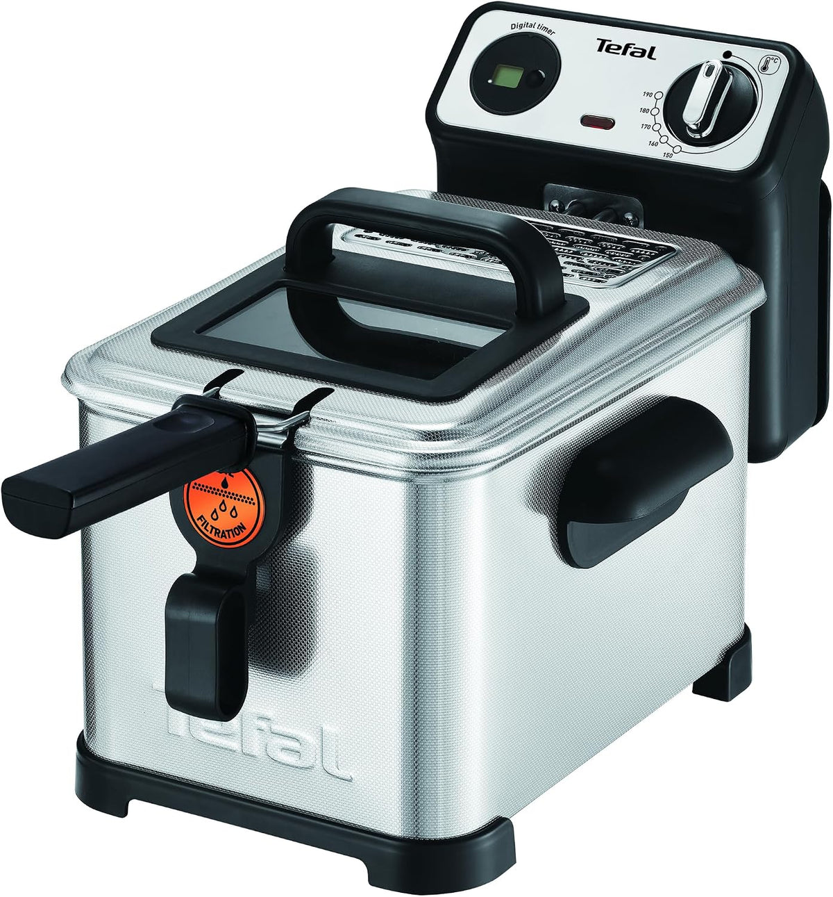 Tefal FR5111 Filtra Pro Inox & Design Fritteuse | 2400 Watt | Fassungsvermögen: 3 Liter Öl | exklusive System Filterung | Temperaturwahl: 150°C - 190°C | Timer | Edelstahl