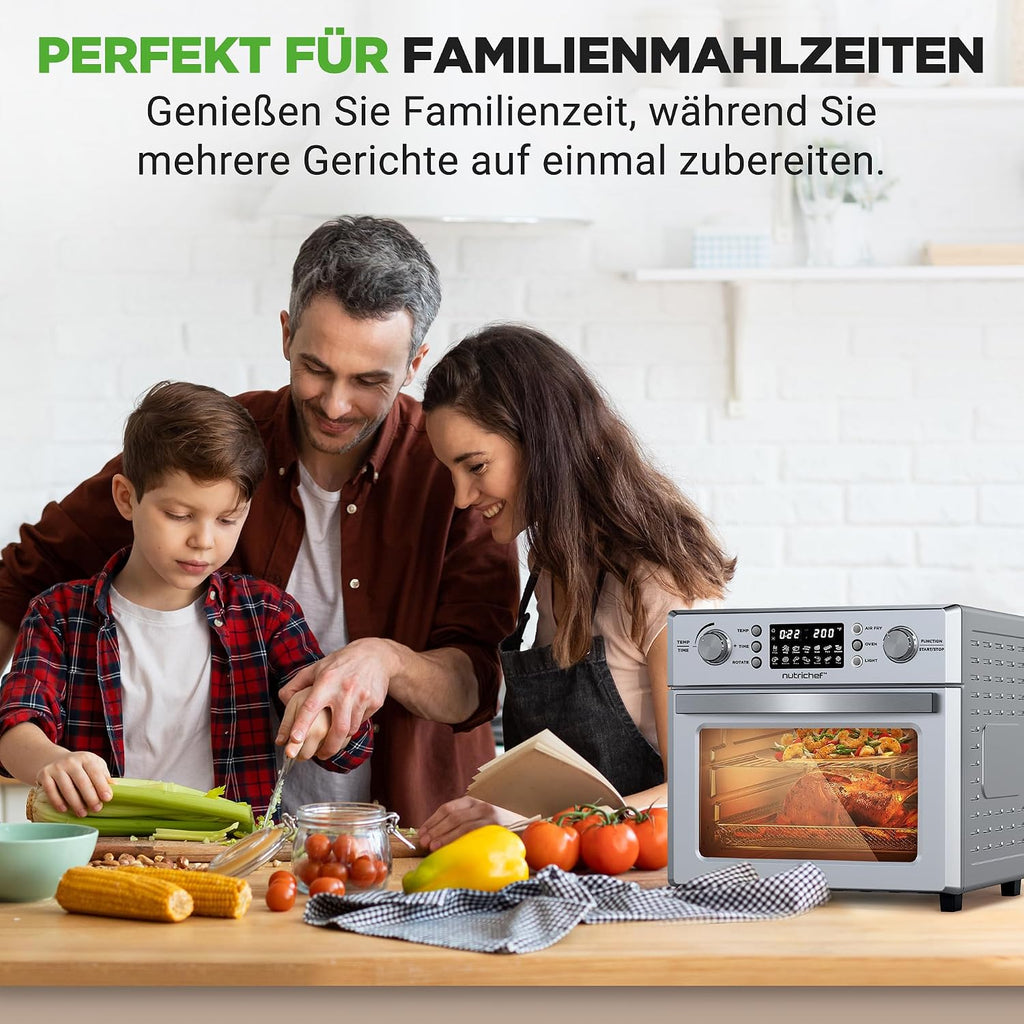 NutriChef Heißluftfritteuse 26 Liter Airfryer Ofen mit Drehspieß