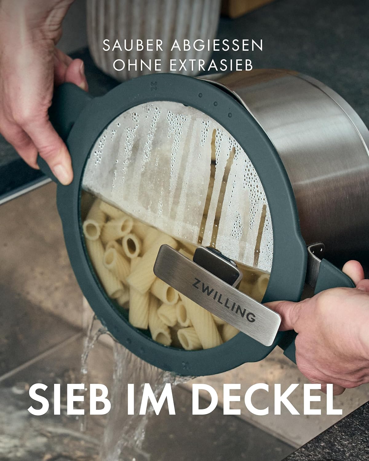 ZWILLING Simplify Kochtopf-Set 5-teilig, Integriertes Sieb, Induktion, Grau