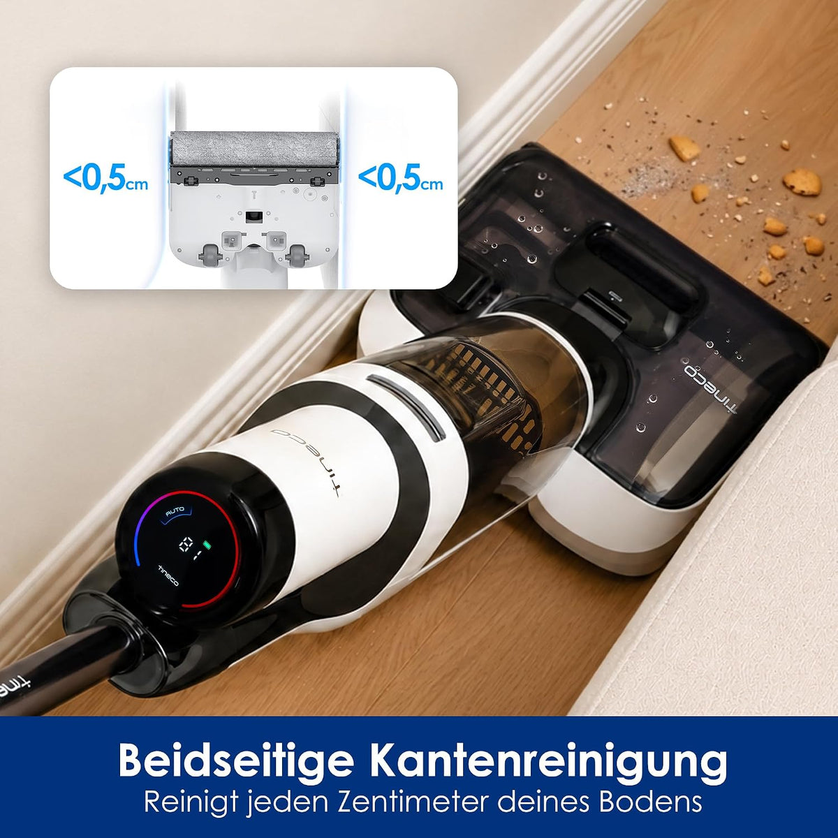 Tineco Floor One Stretch S6 Nass Trockensauger, 20Kpa，180°-Flachdesign