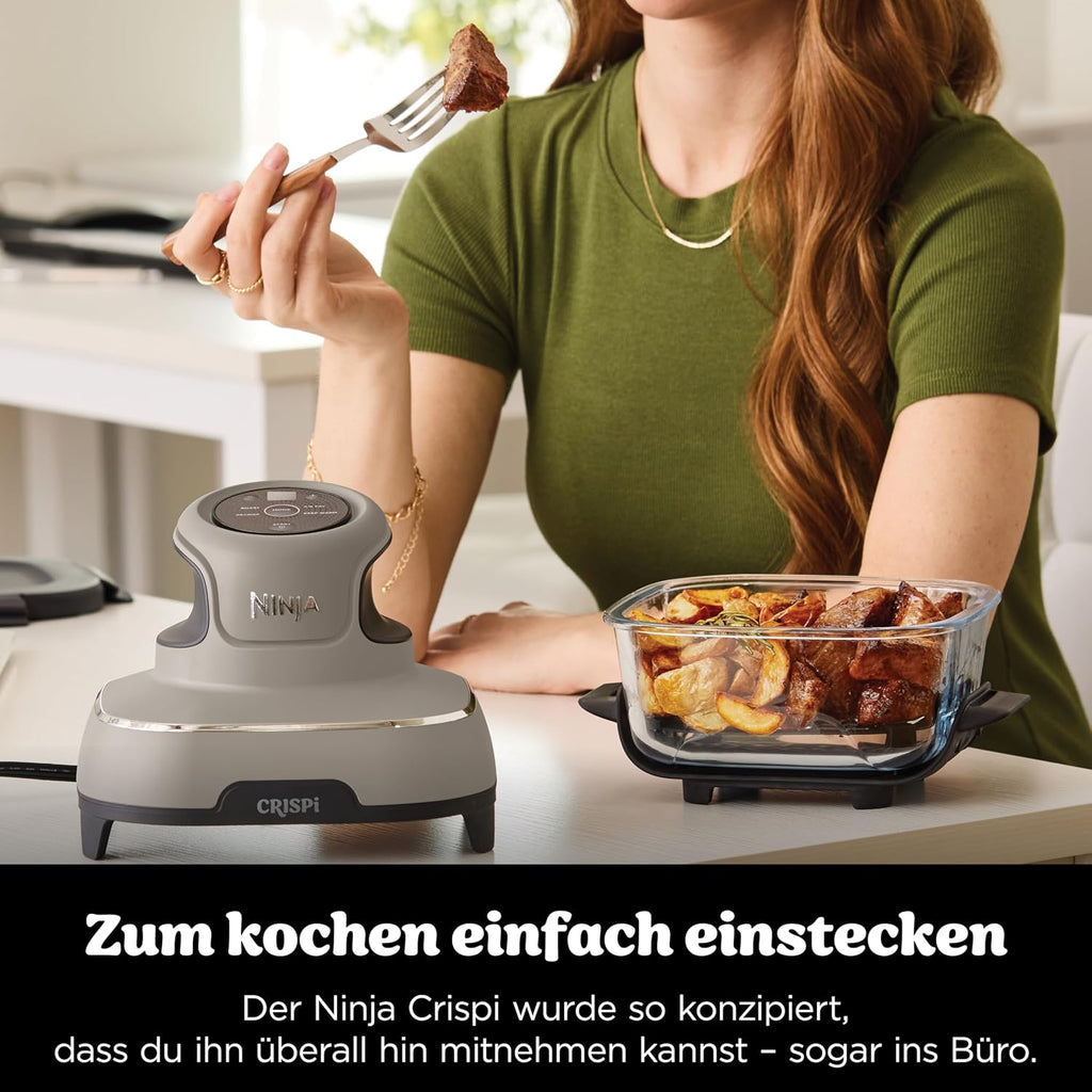 Ninja CRISPi tragbare Air fryer Heißluftfritteuse, 3,8 l, Stein FN101EUST
