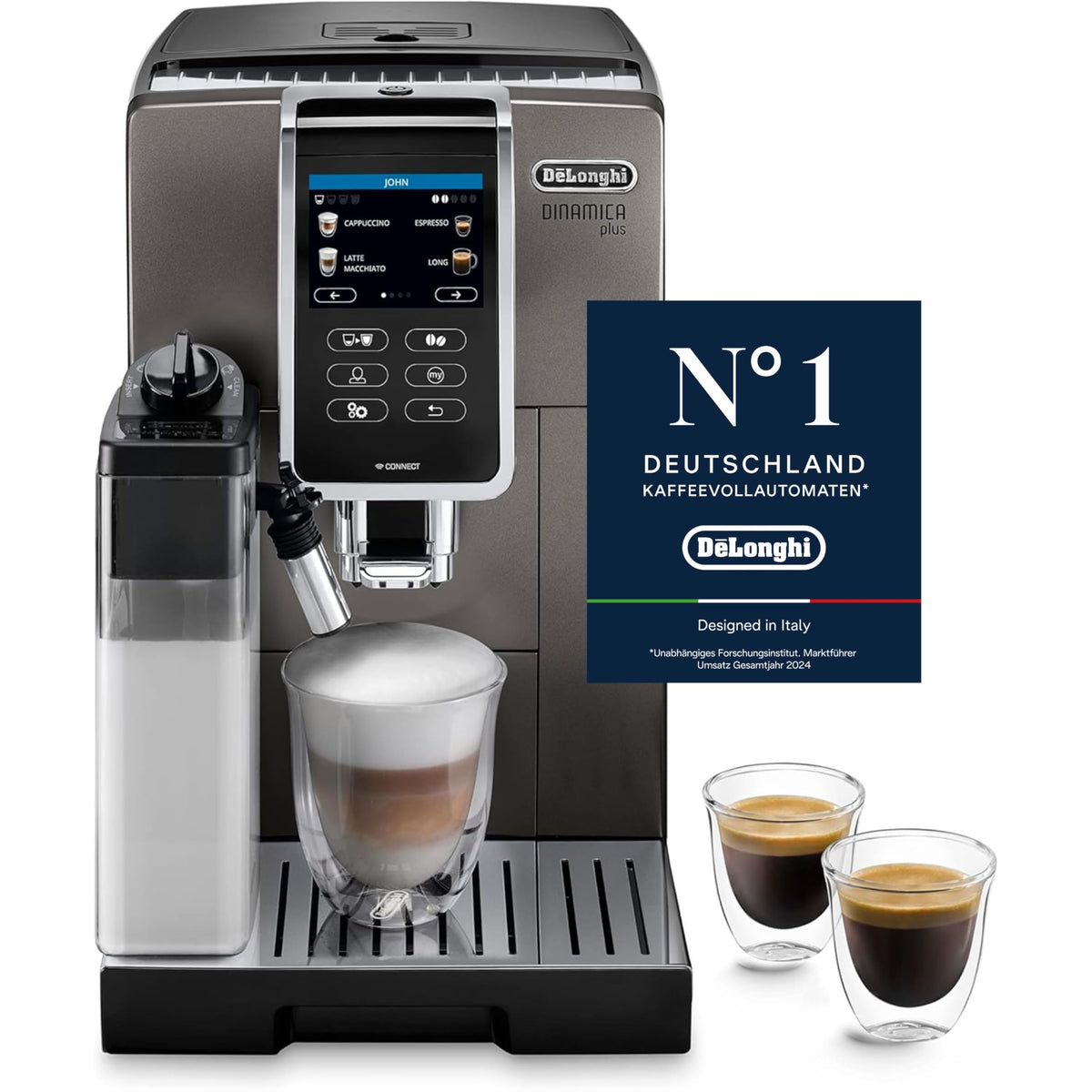 De'Longhi Dinamica Plus - Kaffeevollautomat 24 Getränke Titanium