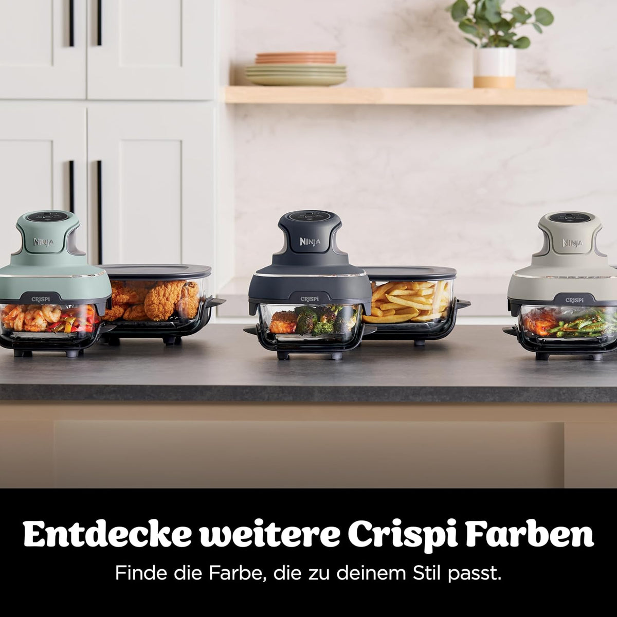 Ninja CRISPi tragbare Air fryer Heißluftfritteuse, 3,8 l, Stein FN101EUST