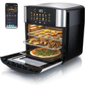 Arendo - Heißluftfritteuse XXL Smart Wlan - extra Groß 16 Liter - Backofen Umluft - Grill - Dörrautomat - Air Fryer - Touchscreen - Easy&Clean - Fritteuse ohne Öl - Pizza Hähnchen Pommes - BPA frei