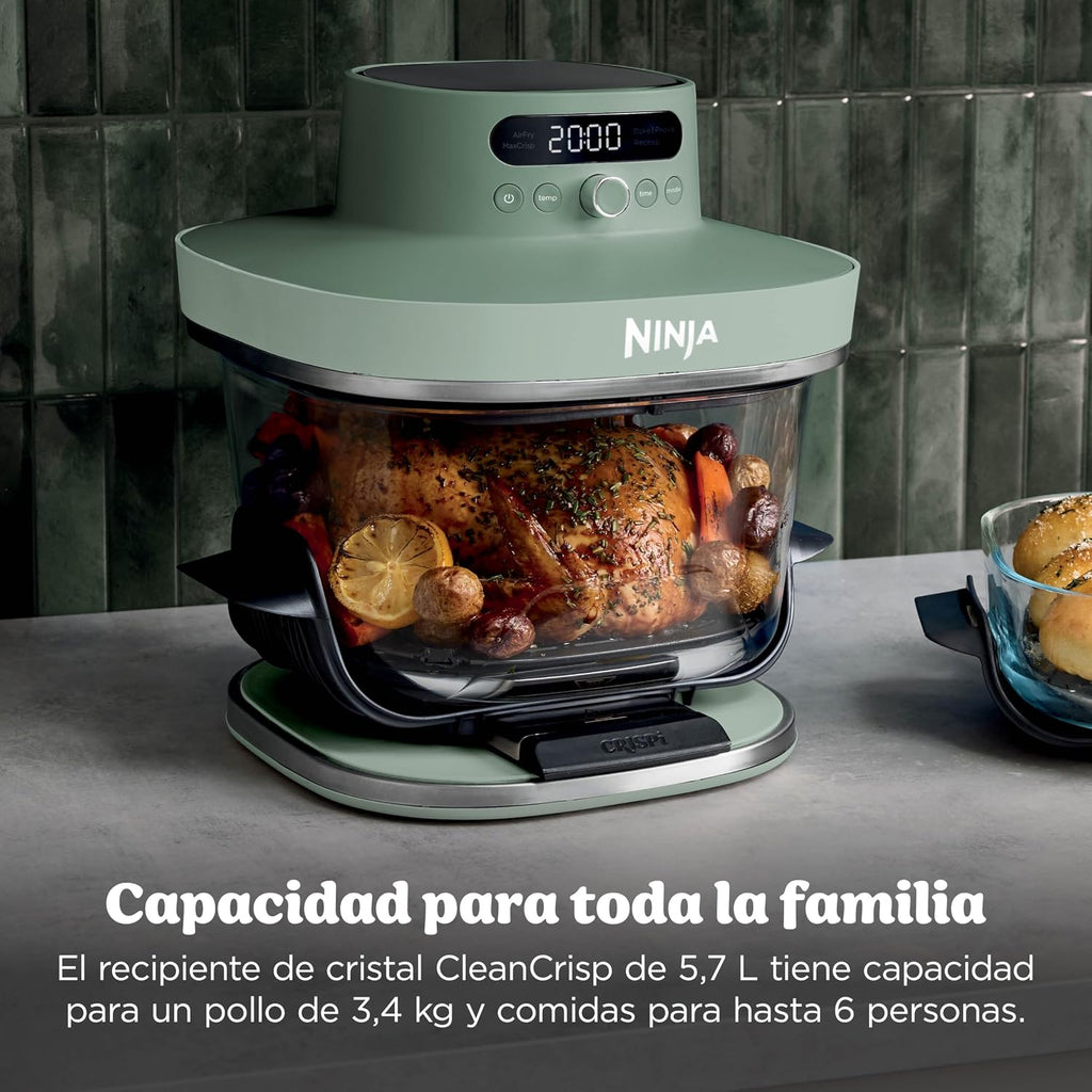 Ninja CRISPi PRO XL Glas-Heißluftfritteuse Air-Fryer, Moosgrün, AS090EUGN