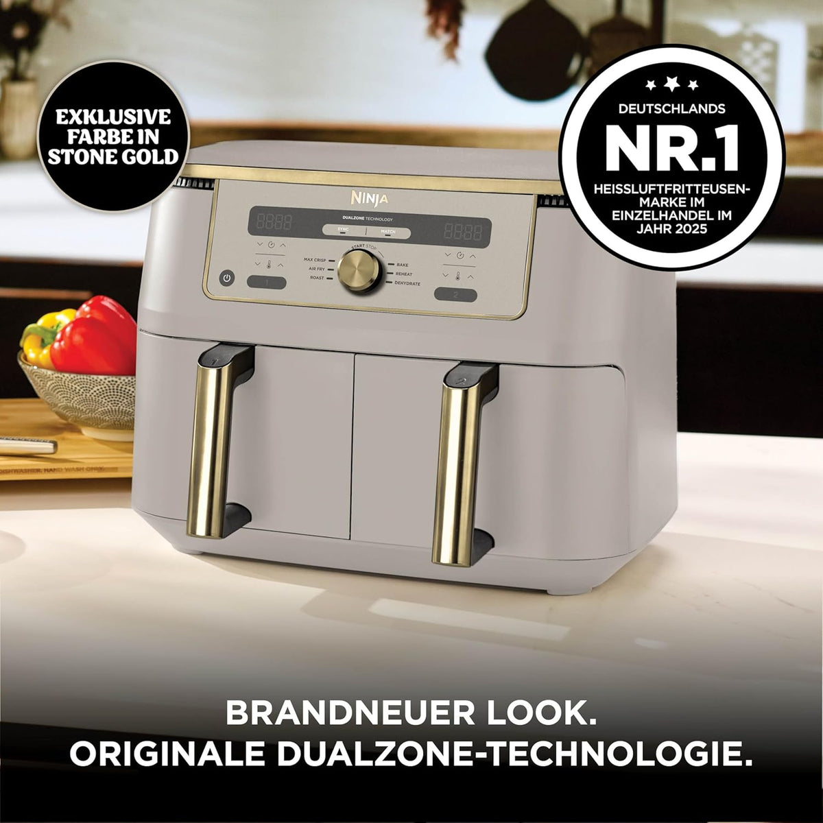 Ninja Dual Zone Digital Air Fryer, 2 Schubladen, 6-in-1, Heißluftfritteuse