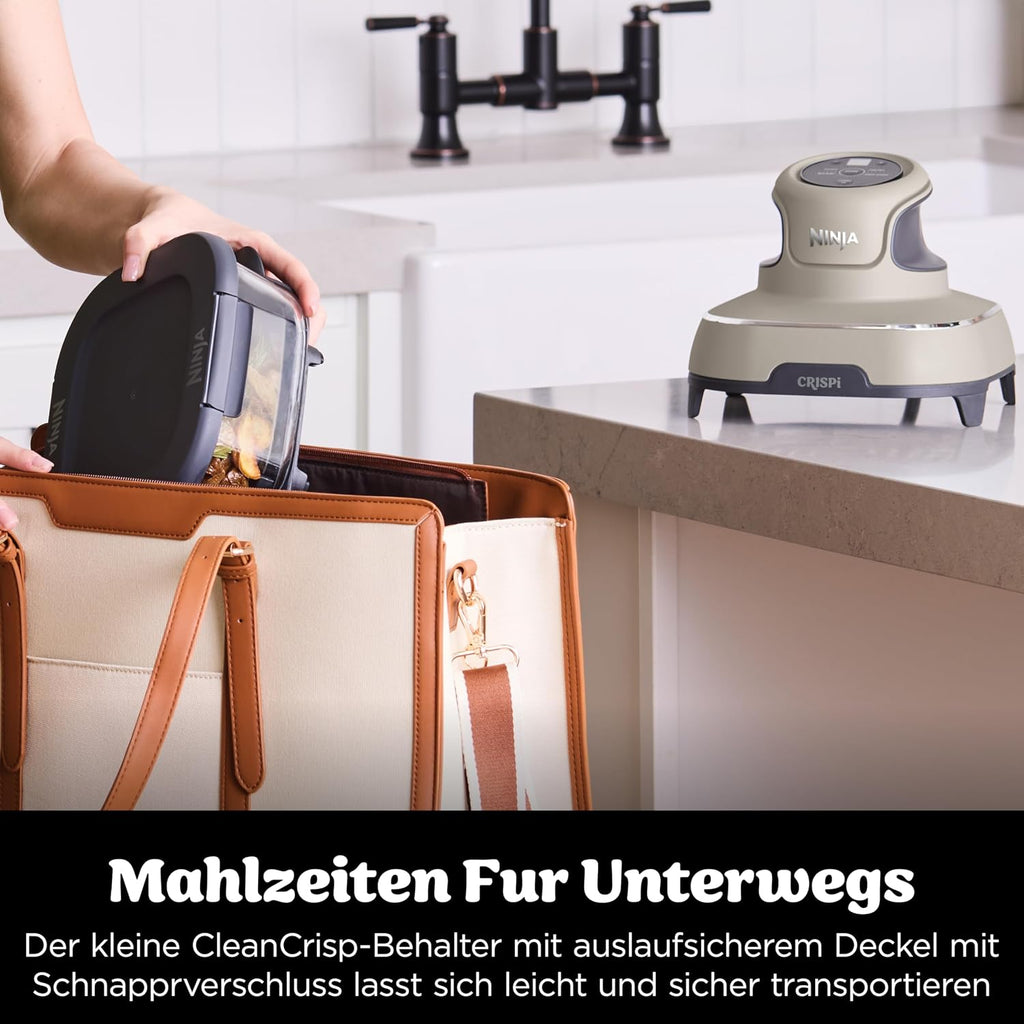 Ninja CRISPi tragbare Air fryer Heißluftfritteuse, 3,8 l, Stein FN101EUST