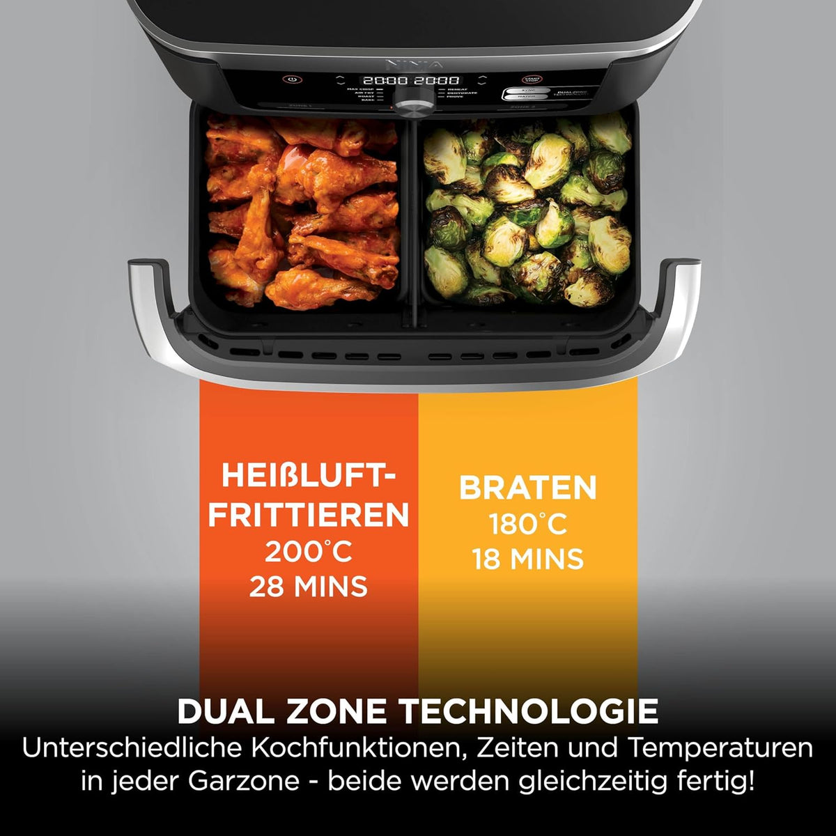 Ninja Foodi FlexDrawer Dual Zone Heißluftfritteuse AF500EUCP