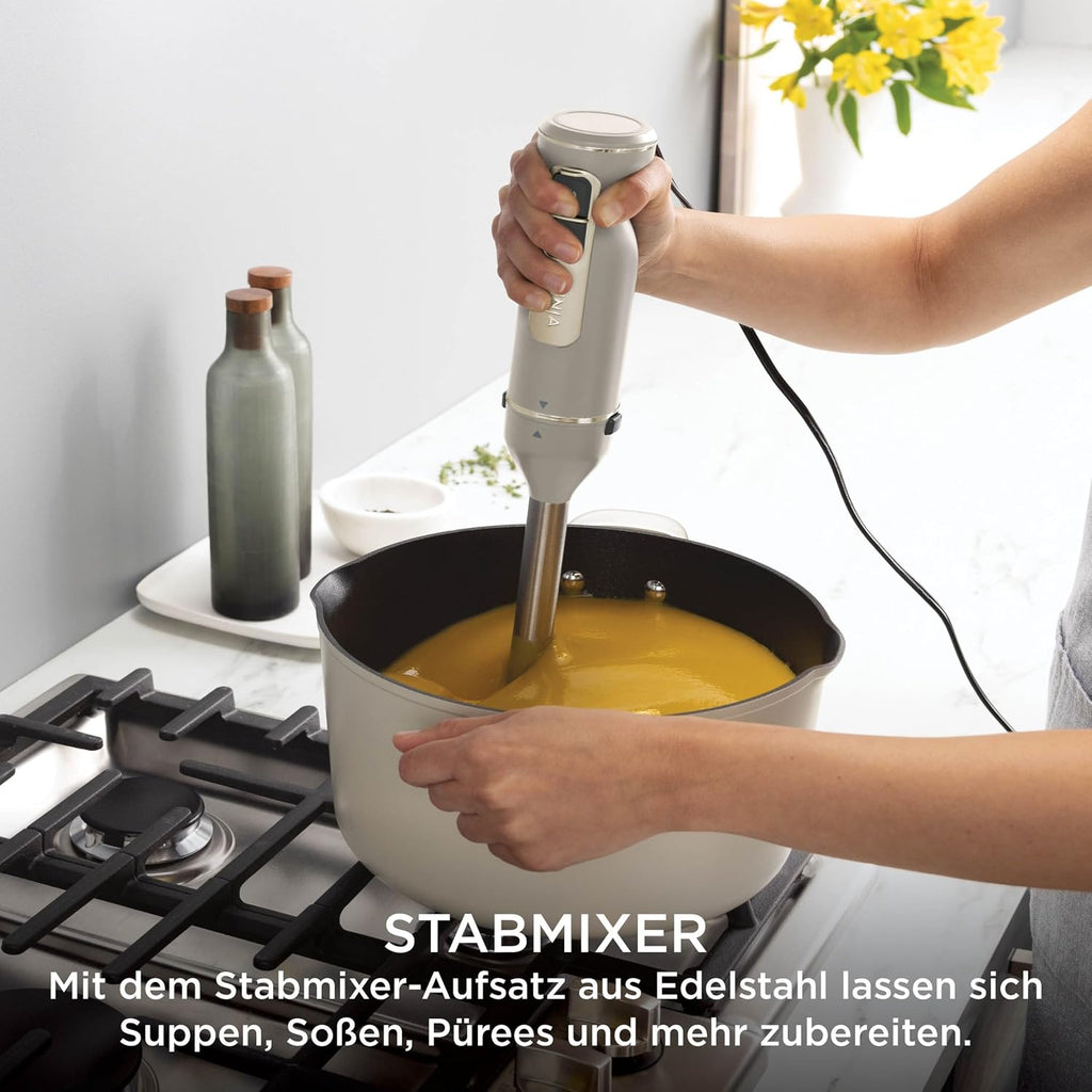 Ninja Foodi 3-in-1 Stabmixer, Handmixer & Zerkleinerer, Stufenweise Anlauf