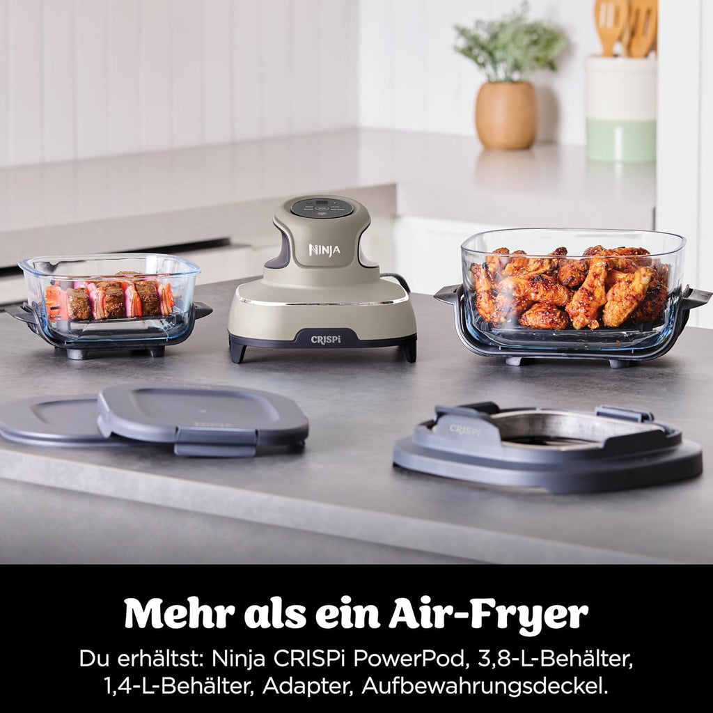 Ninja CRISPi tragbare Air fryer Heißluftfritteuse, 3,8 l, Stein FN101EUST