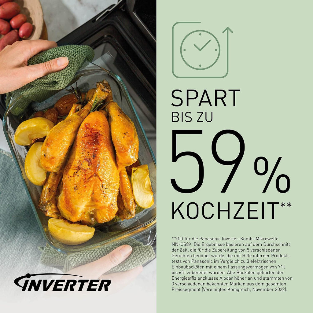 Panasonic NN-CS89LBGPG 4-in-1 Kombi-Mikrowelle, Dampfofen & Grill, 31 Liter, 1000 W, zwei Ebenen, Genius-Sensor, automatisches Aufwärmen, 36 Programme, einfache Reinigung, kompakt, Edelstahl
