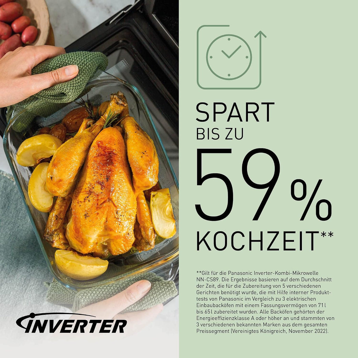 Panasonic NN-CS89LBGPG 4-in-1 Kombi-Mikrowelle, Dampfofen & Grill, 31 Liter, 1000 W, zwei Ebenen, Genius-Sensor, automatisches Aufwärmen, 36 Programme, einfache Reinigung, kompakt, Edelstahl