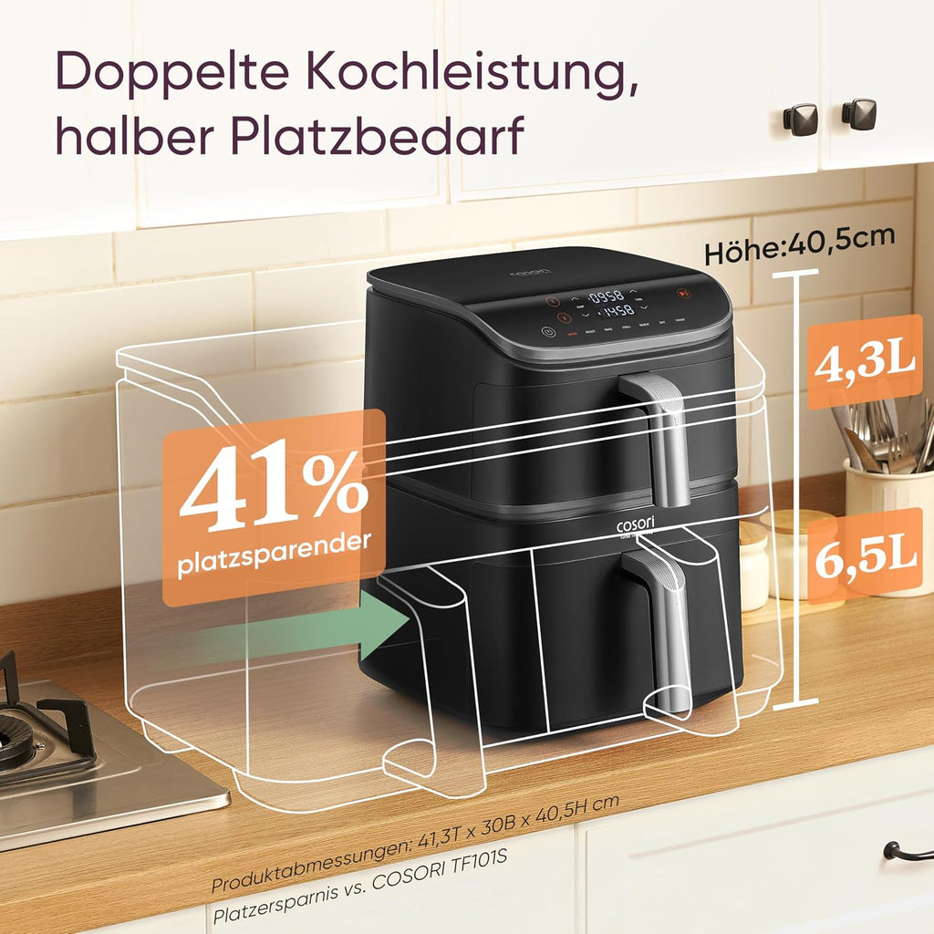 Cosori Airfryer, Turbo Tower Pro, 10,8L Dual Blaze Tech