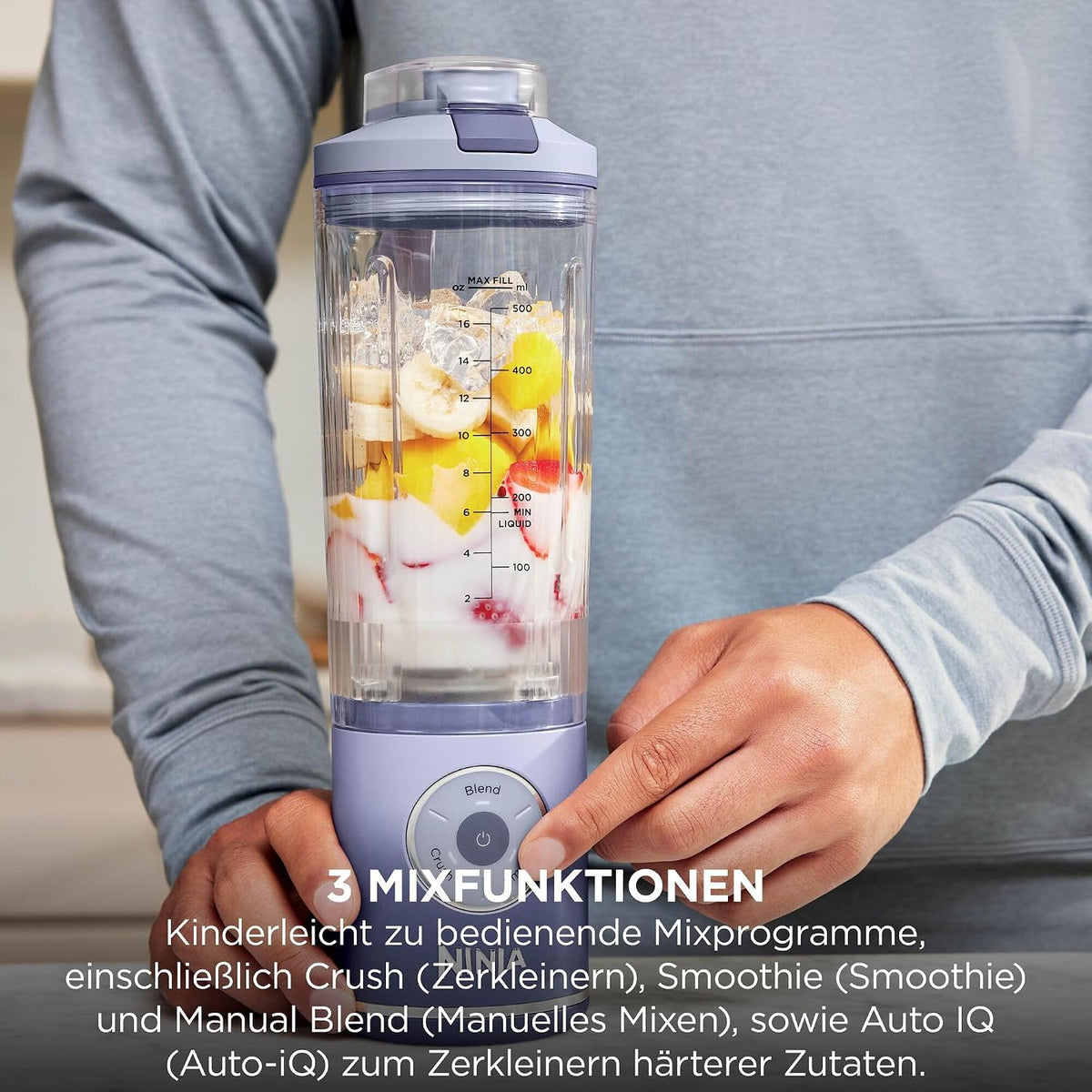 Ninja Blast Max Tragbarer Mixer/Blender/Smoothie Maker, 2 x 570 ml