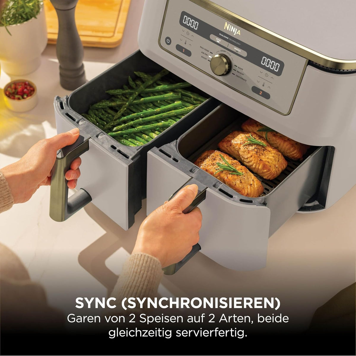 Ninja Dual Zone Digital Air Fryer, 2 Schubladen, 6-in-1, Heißluftfritteuse