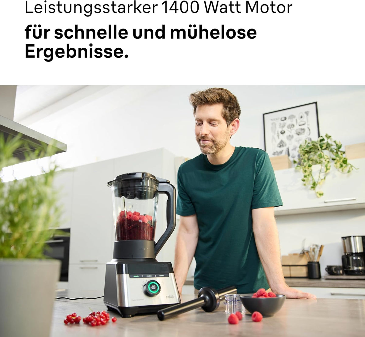Braun PowerBlend 7 – Hochleistungs-Standmixer mit 30.000 U/min für cremige Smoothies, Shakes & Saucen, TriAction-Mixkrug, iTextureControl, Smoothie2Go 600 ml To-Go Becher, 1400W, Schwarz (JB7568BK)