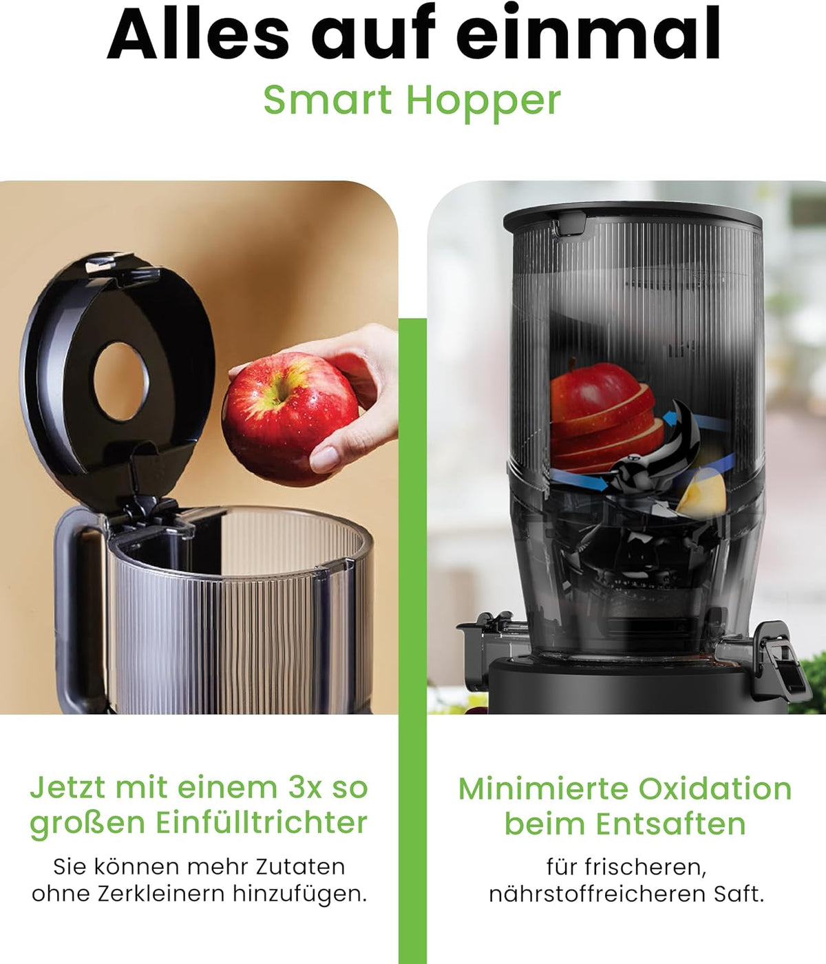 Hurom Slow Juicer | Entsafter Gemüse und Obst | H320N | Elektrische Kaltpresse | Ruhiger Motor | Leicht zu Reinigen mit Großem Behälter und Siebfilter 2L | 200 Watt | BPA Frei | Dunkelgrün