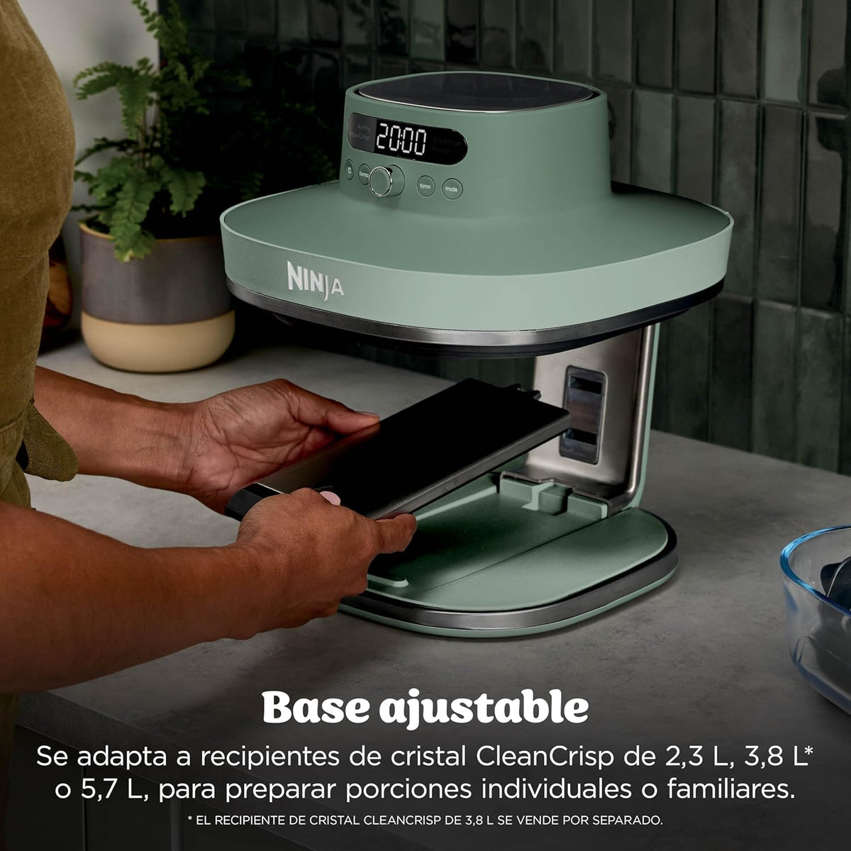 Ninja CRISPi PRO XL Glas-Heißluftfritteuse Air-Fryer, Moosgrün, AS090EUGN