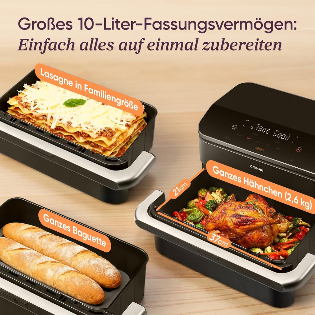 Cosori Airfryer, Dual Blaze Twinfry, Flexiblen Kammern, 10L