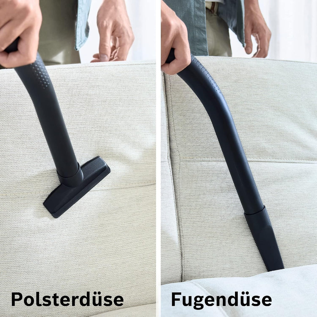 Bosch Hausgeräte Staubsauger mit Beutel Serie 4 BGD38RD1H, nachhaltig, Hygiene-Filter, 10 Jahre Motorgarantie, Hartbodendüse, Zubehör-Clip, Polsterdüse, Fugendüse, hohe Saugkraft, 600 W, rot