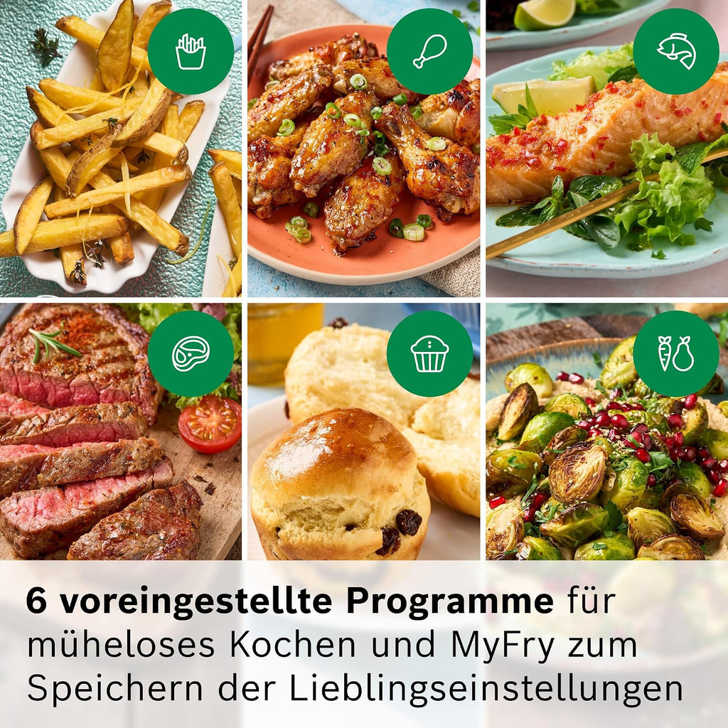 Bosch XXL Heißluftfritteuse, 12,0L Doppelkammer, platzsparend, 6 Programme, PFAS frei, schwarz, AirFryer Serie 6, MAFD661B0