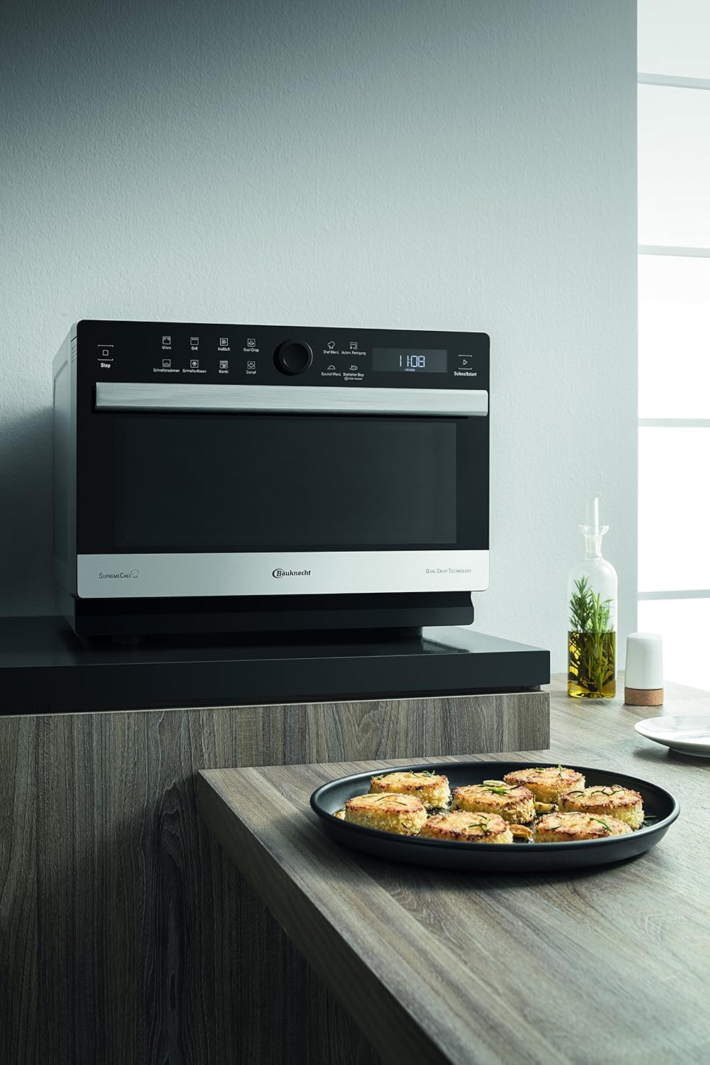 Bauknecht Supreme Chef MW 3391 SX/ 5 in 1-Multifunktionsmikrowelle/ 1000 W/ 33 L/ Heißluft 1700 W/ XXL Grill 1200 W/ Crisp Funktionen/ Dampfgaren inkl. Dampfgarbehälter